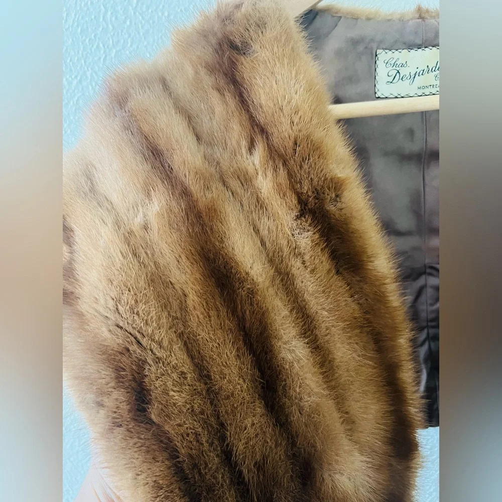 Vintage Chas. Desjardins Montreal Brown Mink Fur Shawl Capelet OS—1980s - Picture 5 of 16